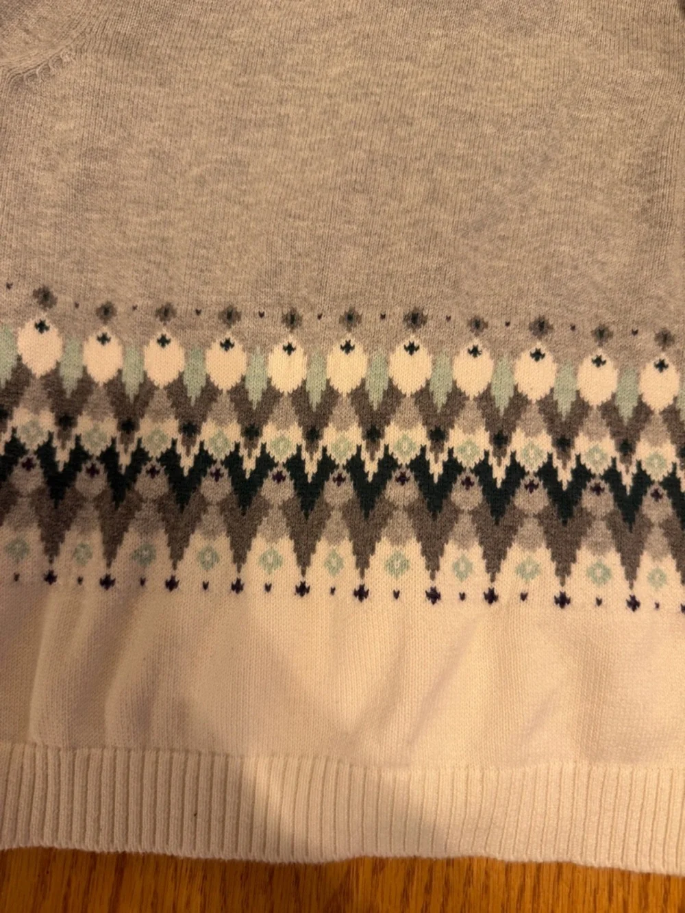 Gymboree Gray and White Hooded Zip Cardigan with Fair Isle Size 7/8